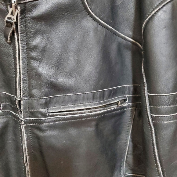 Black Brand motorcycle clothing leather jacket - Picture 3 of 8